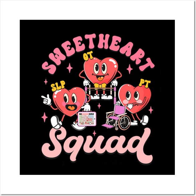 Retro Sweethearts Squad SLP OT PT Valentine Therapy Crew Wall Art by jadolomadolo